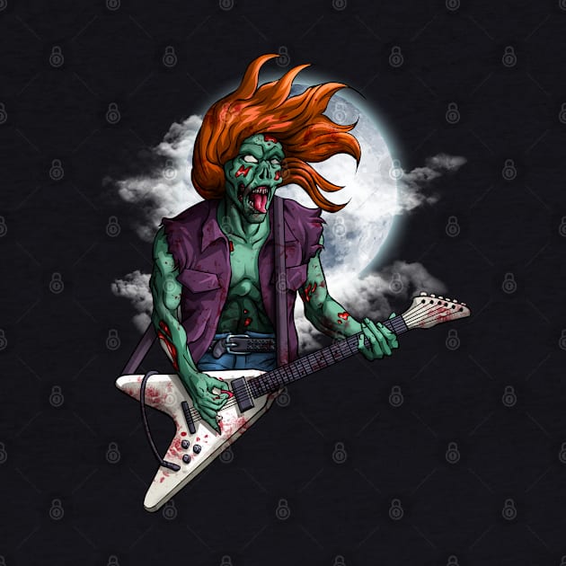 Rock n Roll Zombie Guitar Player Halloween Vintage Style by Blink_Imprints10